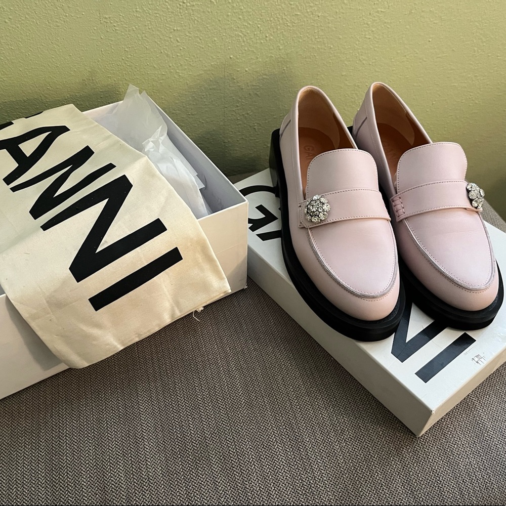 Ganni Embellished Loafers Lilac Rare Color! Gem